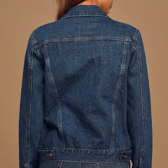 Lulus Lalah Dark Wash Oversized Denim Jacket - Picture 4 of 5